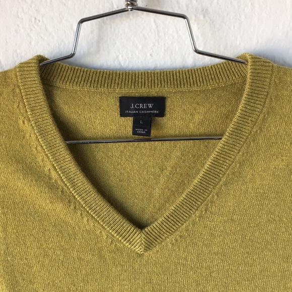 J. Crew 100% Italian Cashmere V Neck Sweater Lime - Picture 2 of 8